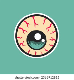 retro groovy eye ball sticker element cartoon artwork street wear illustration vector 