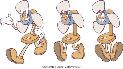 Retro groovy fan mascot character design