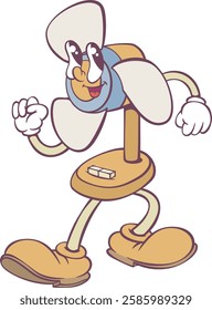 Retro groovy fan mascot character design