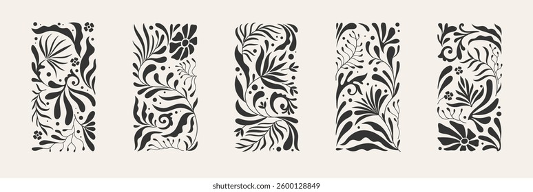 Retro groovy floral seamless pattern in wavy and naive style. Organic shapes, vibrant flowers print for poster, social media or packaging. Botanic vector illustration