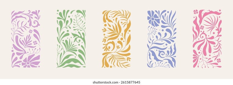 Retro groovy floral seamless pattern in wavy and naive style. Organic shapes, vibrant flowers print for poster, social media or packaging. Botanic vector illustration