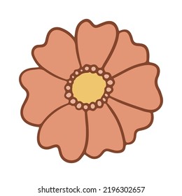 Retro groovy flower. Collection of different flowers in a hippie style. Vector boho illustration isolated on a light background