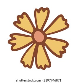 Retro groovy flower. Collection of different flowers in a hippie style. Vector boho illustration isolated on a light background
