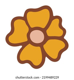 Flor retro groovy. Colección de diferentes flores en un estilo hippie. Ilustración del vector boho aislada en el fondo de la luz