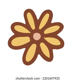 Flor retro groovy. Colección de diferentes flores en un estilo hippie. Ilustración del vector boho aislada en el fondo de la luz