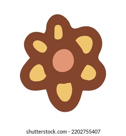 Retro groovy flower. Collection of different flowers in a hippie style. Vector boho illustration isolated on a light background