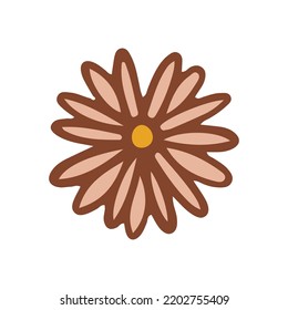 Retro groovy flower. Collection of different flowers in a hippie style. Vector boho illustration isolated on a light background