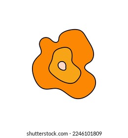Elemento de flor de Groovy retro, icono plano de margarita en estilo doodle. Flor hippy de mano corta inspirada por 70 años. Ilustración vectorial vintage aislada en fondo blanco. Floral para afiche, impreso.