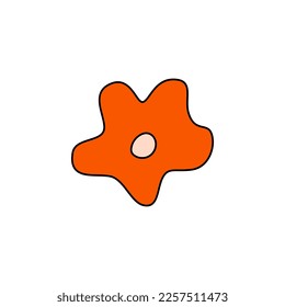 Retro Groovy Flower Element, Daisy flat icon in doodle style. Cute Hand Drawn Hippy Flower inspirited by 70s years. Vintage vector illustration isolated on white background. Floral for poster, print.