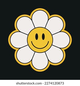 Retro groovy flower. Vector illustration 70s style.