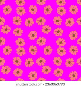 Flores retro groovy sin costuras. Fondo floral vintage. Resumen de papel tapiz botánico estilizado. Diseño para tela, imprenta textil, papel envolvente, moda, interior, cubierta, ilustración