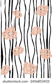 Retro groovy flowers seamless pattern. Vintage design for prints. Aesthetic contemporary vector illustration with flowers and geometric background.