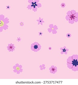 Retro groovy flowers set. Simple flat illustration. Floers vector.