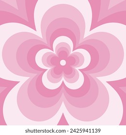 Retro groovy fun background pink flower burst. Vector illustration