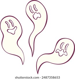 Retro groovy ghost halloween  mascot 