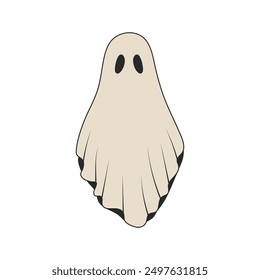 Fantasma groovy retro. Aislado en el Vector de fondo blanco 