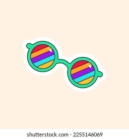 Retro groovy glasses. Colorful vector illustration in vintage style. Vector illustration concept
