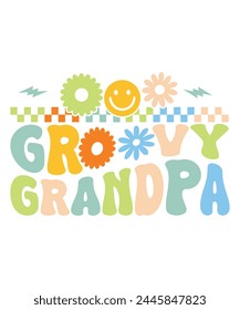 Retro Groovy grandpa, Retro Groovy Family, Mama Groovy, Hippie Boho Wavy,  svg