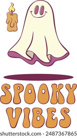 Retro groovy halloween mascor design