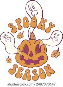 Retro groovy halloween mascor design