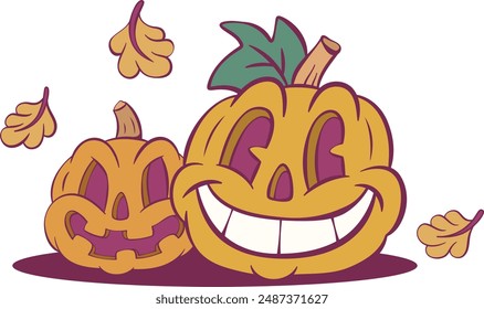 Retro groovy halloween mascor design