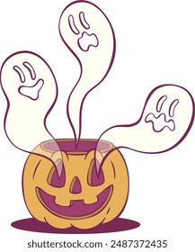 Retro groovy halloween mascor design