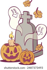 Retro groovy halloween mascor design
