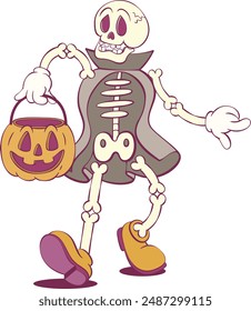 Retro groovy halloween mascot character