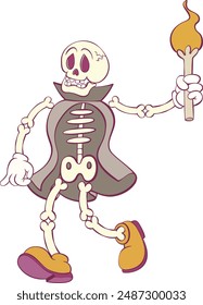 Retro groovy halloween mascot character