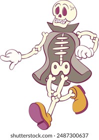 Retro groovy halloween mascot character