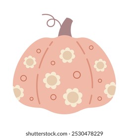 Clipart de calabaza de halloween retro groovy. Lindo objeto de temporada dibujado a mano. Ilustración vectorial en estilo plano