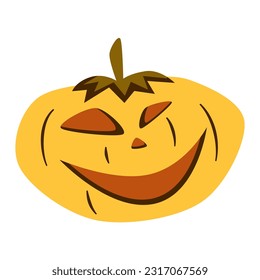 Retro Groovy Halloween pumpkin. Trippy retro spooky elements. Groovy boho vector illustration. Autumn october holiday.