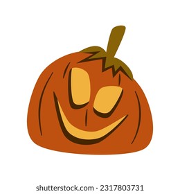 Retro Groovy Halloween pumpkin. Trippy retro spooky elements. Groovy boho vector illustration. Autumn october holiday.