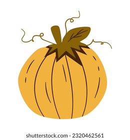 Retro Groovy Halloween pumpkin. Trippy retro spooky elements. Groovy boho vector illustration. Autumn october holiday.