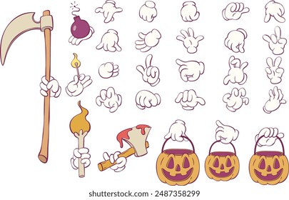 Retro groovy hands mascot parts 