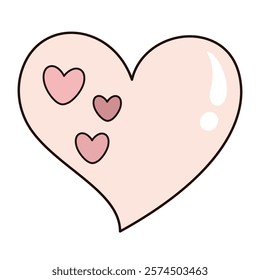 Retro groovy heart clipart. Valentines day clipart. Valentine heart in cartoon flat style. Hand draw vector illustration