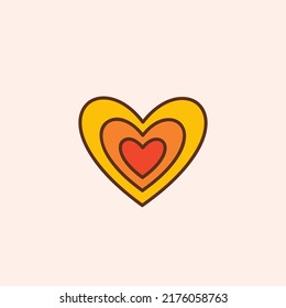Retro groovy heart. Colorful vector illustration in vintage style. Nostalgic 70s 60s design element or icon
