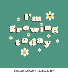 Retro groovy illustration. Vector Smiling Flower Icon. Vintage slogan t shirt print design in style 60s, 70s