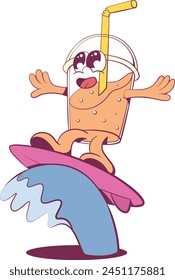 Retro groovy juice mascot character
