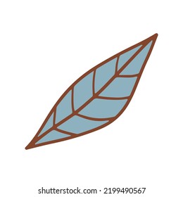 Retro groovy leaf. Collection of different flowers in a hippie style. Vector boho illustration isolated on a light background