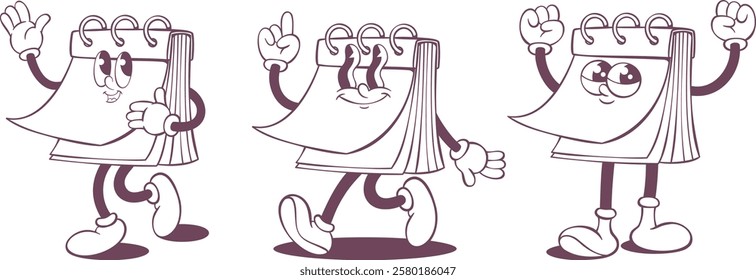 Retro groovy line art mascot, funky 70s character