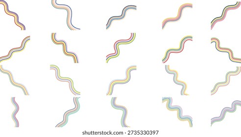 Retro Groovy Lined Illustration Set
