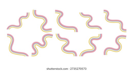 Retro Groovy Lined Illustration Sett