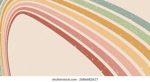 Retro groovy lines path background. 70s wave abstract pattern wallpaper. Vector wide wavy vintage stripes design. Pop art graphic backdrop. Funky trendy banner with curvy playful striped ornament.