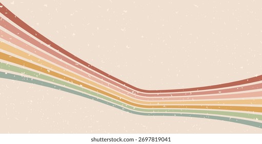 Retro groovy lines path background. 70s wave abstract pattern wallpaper. Vector horizontal wide vintage stripes design. Pop art graphic backdrop. Funky trendy banner with playful striped ornament.