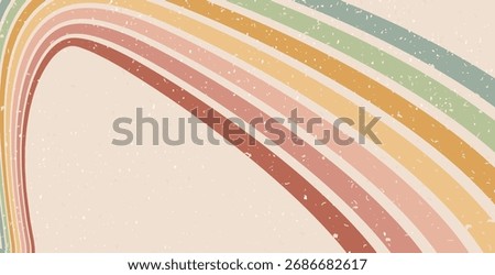 Retro groovy lines path background. 70s wave abstract pattern wallpaper. Vector wide wavy vintage stripes design. Pop art graphic backdrop. Funky trendy banner with curvy playful striped ornament.