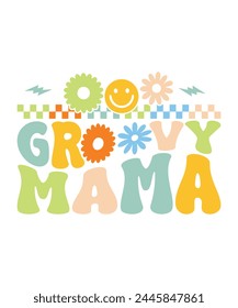 Retro Groovy Mama, Retro Groovy Family, Mama Groovy, Hippie Boho Wavy,  svg