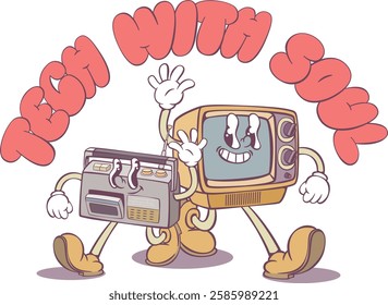 Retro groovy mascot character design