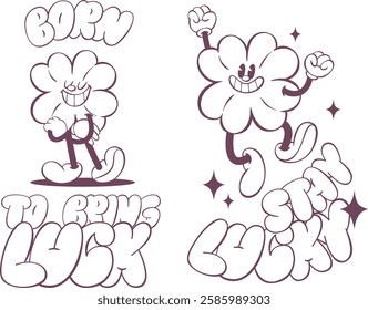 Retro groovy mascot character design