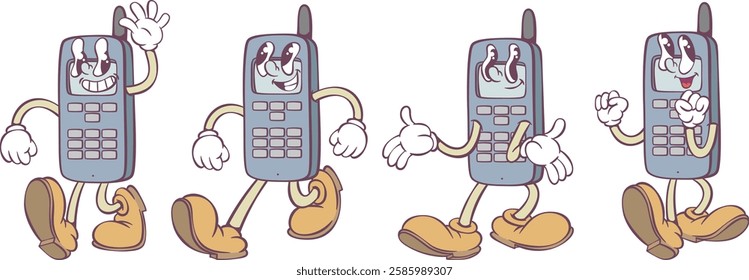 Retro groovy mascot character design